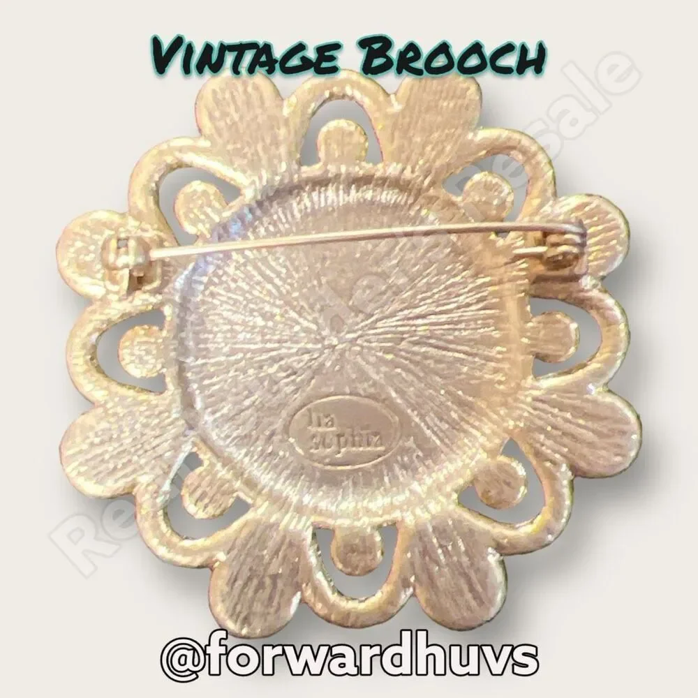 Lia Sophia Brooch – Gold Tone – Crystal Floral – Secure Clasp
